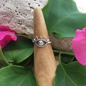 Evil Eye Sterling Silver Toe Ring Midi Ring